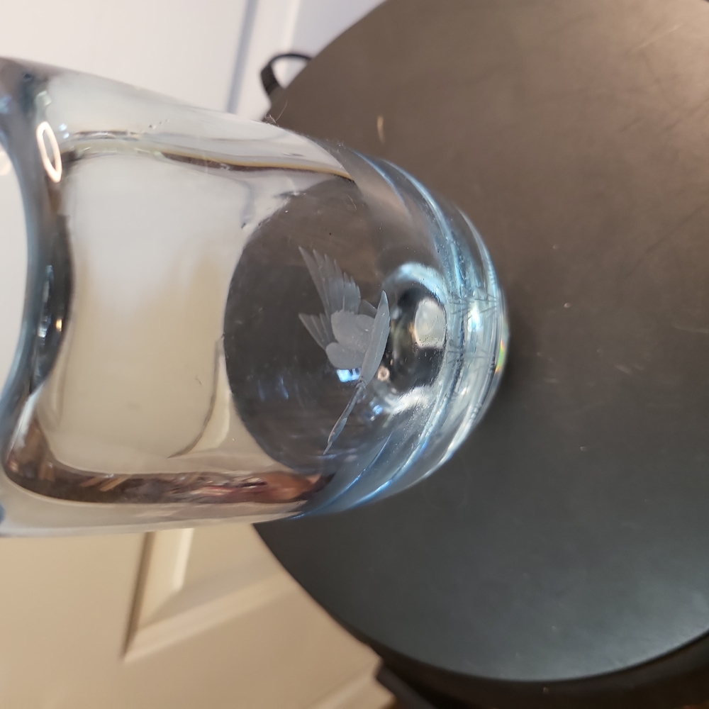 VINTAGE CRYSTAL ART GLASS VASE ETCHED GOOSE STROMBERGSHYTTAN ORREFORS STYLE - Picture 6 of 12